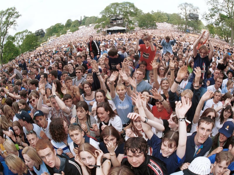 Oasis fans during the concert at Balloch Country Park, Loch Lomond, in 1996