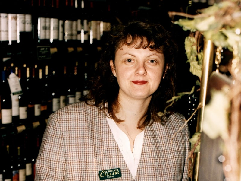 Donna Thompson, wine sales assistant of the year, pictured in 1996