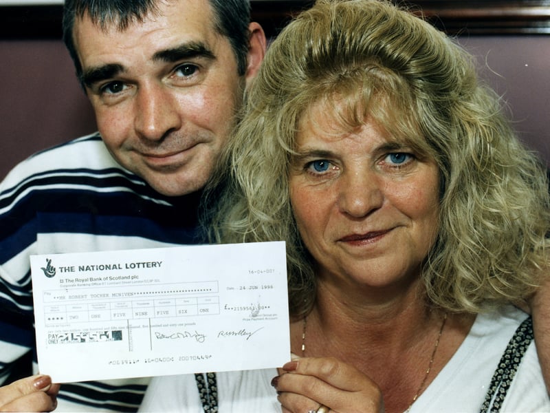 National Lottery winners Bobby McNiven and his wife Doreen McNiven, from Falkirk, in 1996