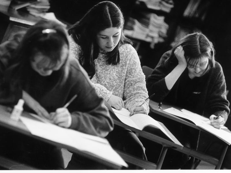 Pupils sitting their exams at Annan High School in 1996