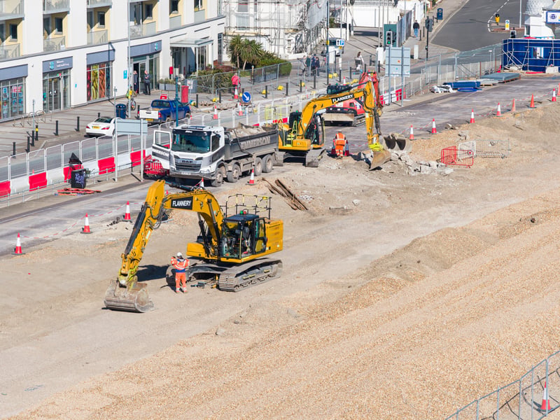 Ongoing sea defence works between Speakers' Corner and South Parade Pier. Work has begin to create stepped access to the beach, similar to that which has been created near Clarence Pier. Picture: Marcin Jedrysiak