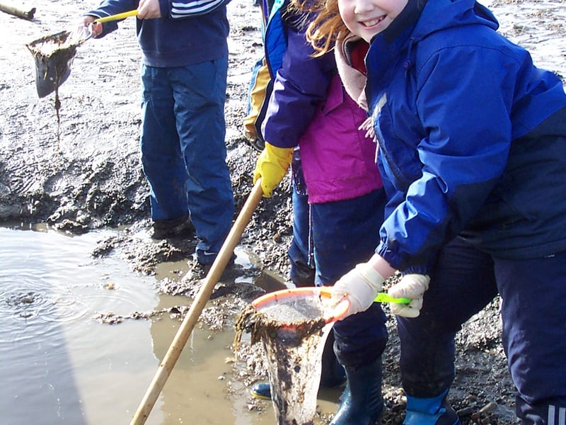 From left: Sarah Graham, Rachael Boylan and Callum Fyall. St. Wulstan's RC Primary School pupils. Beach visit.