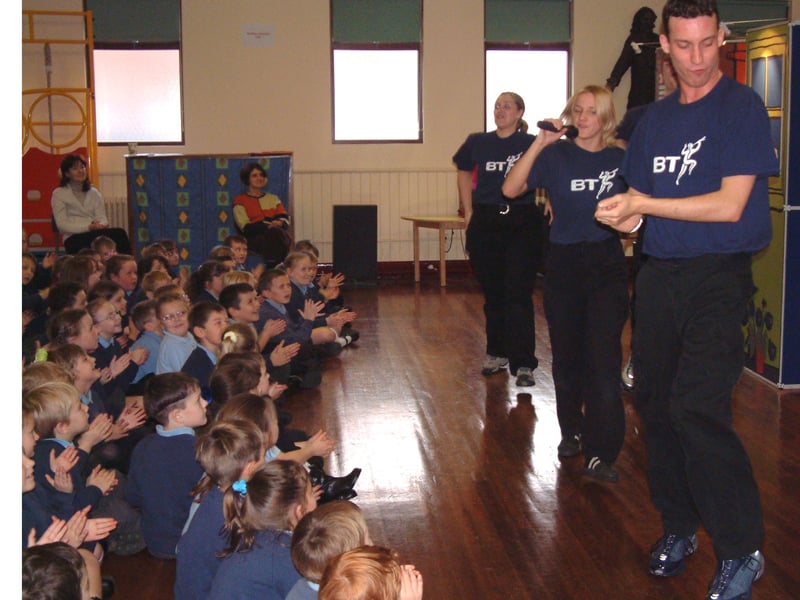Youngsters from St Wulstan's RC Primary School clap along to the performers from the BT Education Programme.