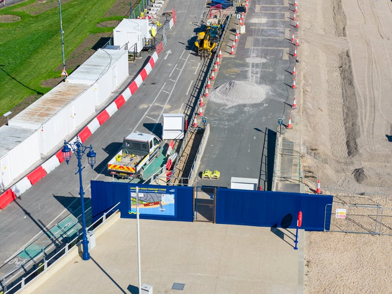 Ongoing sea defence works between Speakers' Corner and South Parade Pier. Picture: Marcin Jedrysiak