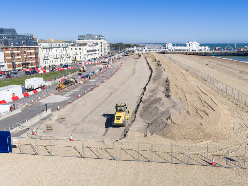 Ongoing sea defence works between Speakers' Corner and South Parade Pier. Picture: Marcin Jedrysiak