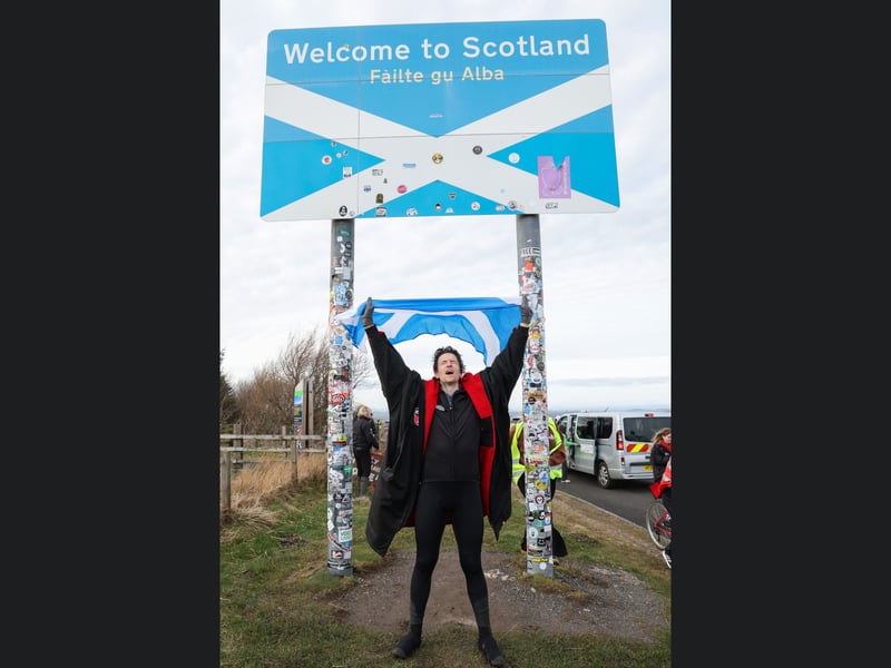 During the steepest and longest day of the challenge, Greg reached Scotland. 
