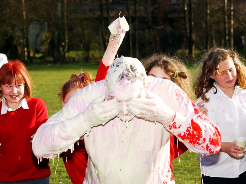 Head teacher Tony Markham got gunged at Herne Junior School, Petersfield in 2007 