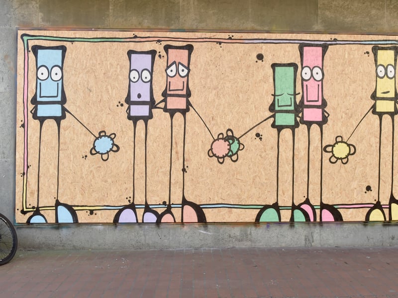 Artwork on the hoardings at the former Knight & Lee in Palmerston Road, Southsea