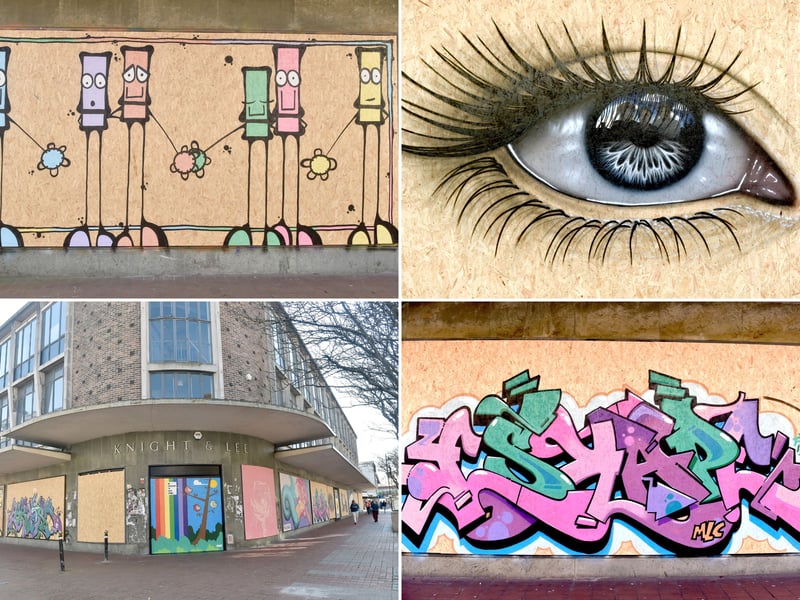 Artwork has appeared on the hoardings at the former Knight & Lee in Palmerston Road, Southsea, on Thursday, March 19, 2026.

Picture: Sarah Standing
