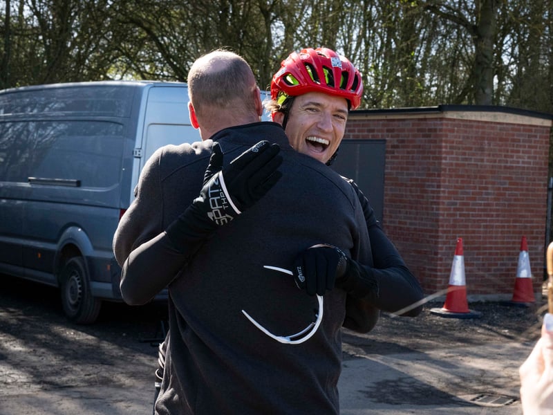 During Day 5 of his challenge, Greg James was joined by Price William who assisted on the back of the tandem bike.