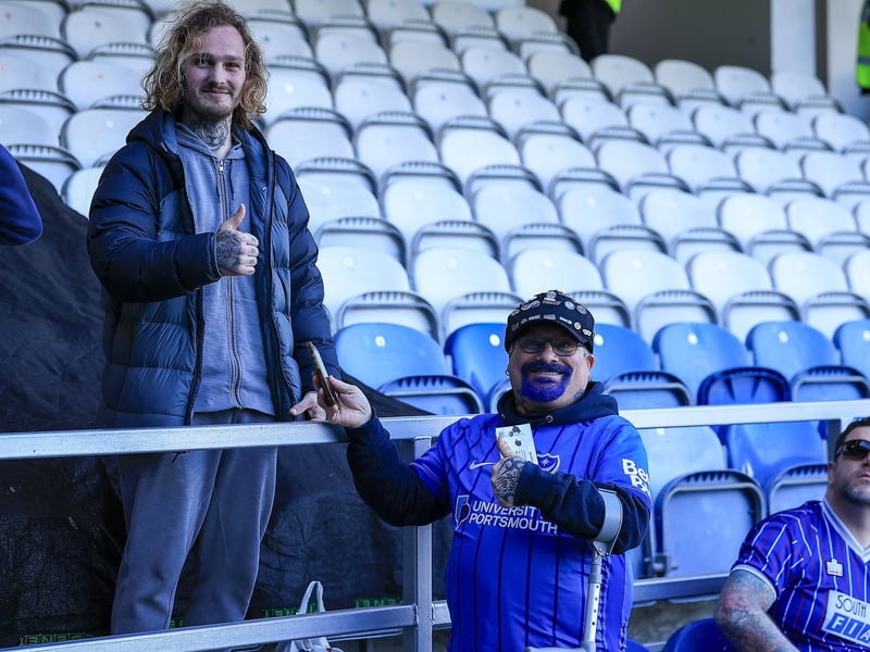 The travelling Fratton faithful were in high spirits before the match.