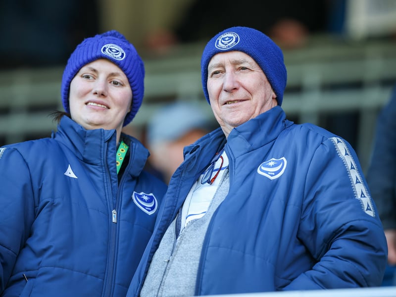 The travelling Fratton faithful were in high spirits before the match. 