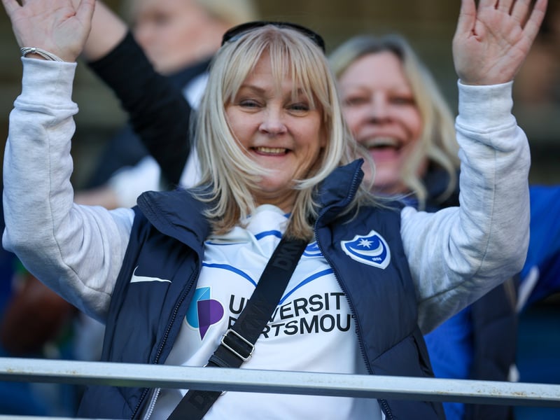 The travelling Fratton faithful were in high spirits before the match. 