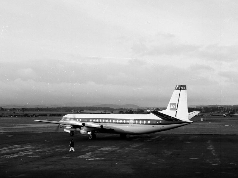 A plane takes off after being searched, following a bomb scare at Turnhouse Airport in September 1963.