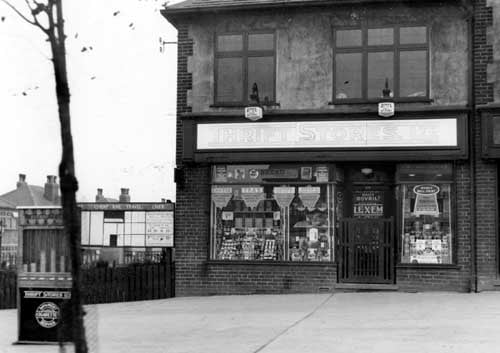 Thrift Stores grocers shop on the corner with Gipton Wood Road pictured in October 1936.