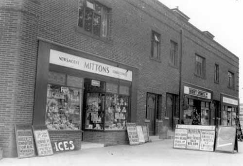 Fredrick Mitton, Newsagent and Confectioner at 372 with Thrift Stores Ltd. at 370 and Millicent Bland, Draper at 368. Pictured in May 1937.