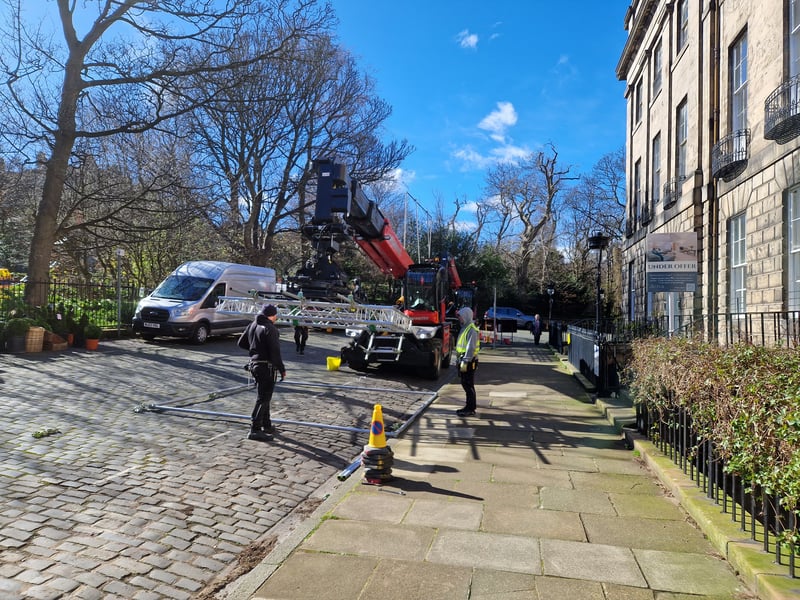 Camera rigs and large metal structures were seen being erected on North East Circus Place on Tuesday morning.