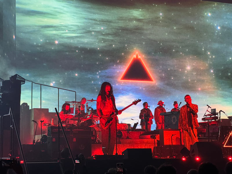 Gorillaz played songs from six of their nine studio albums.