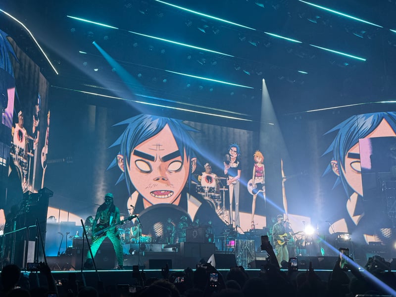 Huge video screens surrounded the stage.