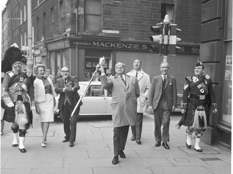 Some of the performers taking part in the 'Stars for Spastics' charity show at the King's Theatre in May 1966 - including Chic Murray.