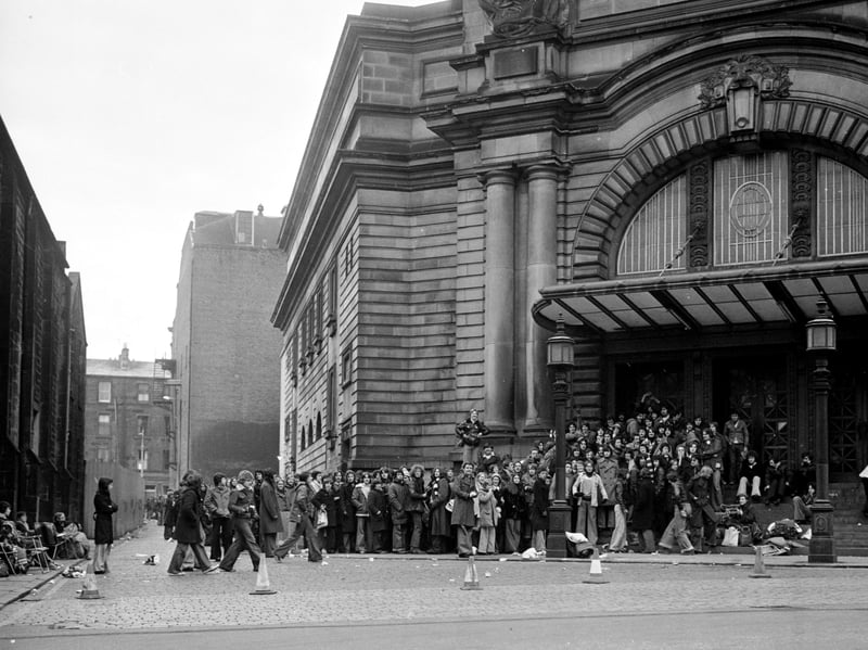 Elton John fans queue to get tickets for his concert at the Usher Hall, Edinburgh, in February 1976