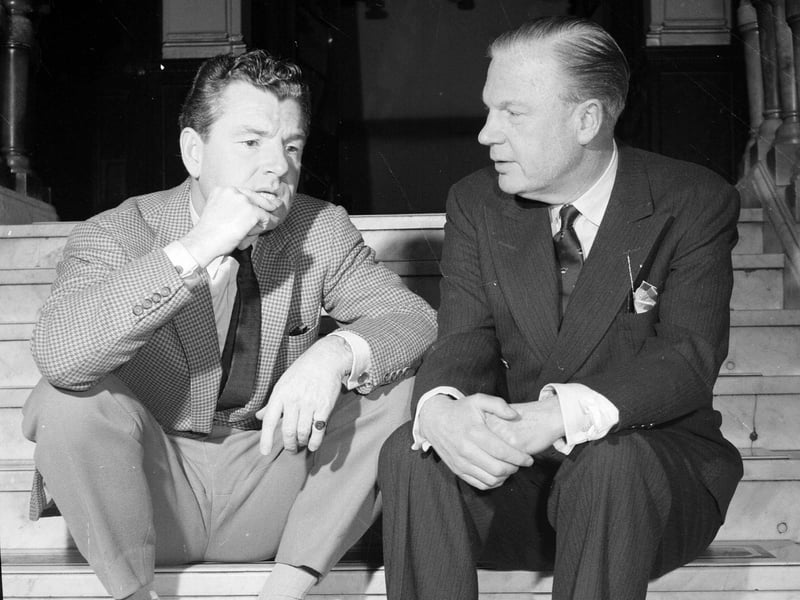 Actor Kenneth More and impressario Stephen Mitchell who were presenting 'The Angry Deep' at the King's Theatre in February 1957.