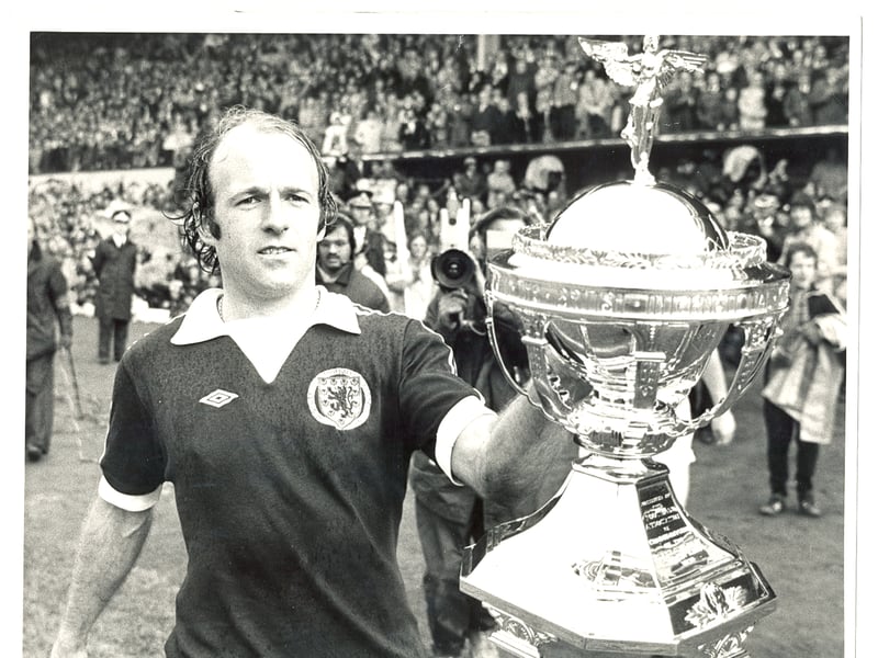 Scotland captain Archie Gemmill with the Home International Trophy in May 1976, after they beat England 2-1 at Hampden Park