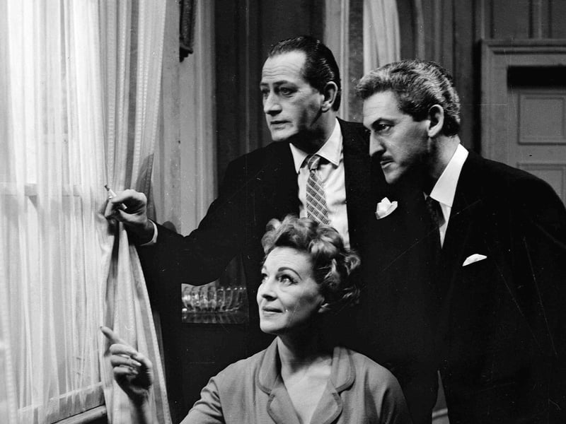 Joy Andrews, Barry Sinclair and Louis Haslar in Agatha Christie's 'Love From a Stranger' at the King's Theatre in September 1963.