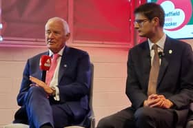 Barry Hearn and Tom Hunt, Sheffield City Council leader announce a deal to keep World Snooker in The Crucible in Sheffield.