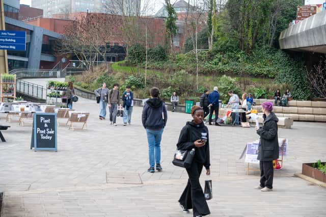 Sheffield is reported to have been hit by a fall in student numbers. Picture shows students near the students union on Brook Hill. Photo: Dean Atkins, Iconic Media