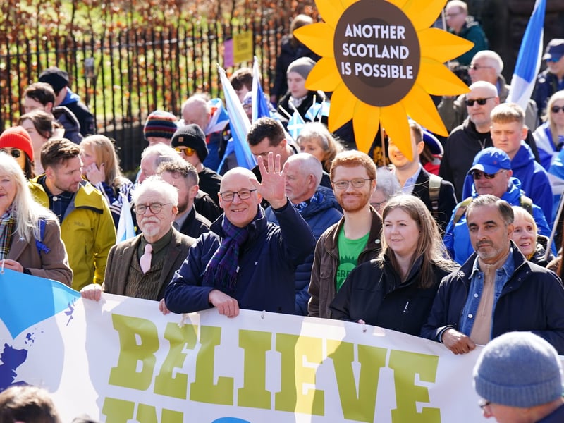 The march was led by Succession star Brian Cox and First Minister John Swinney, along with Scottish Green co-leaders Ross Greer and Gillian Mackay