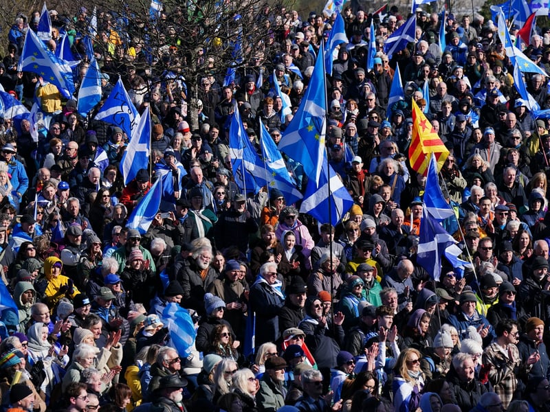 The top of Calton Hill was packed with independence supporters to hear the speakers at the rally 