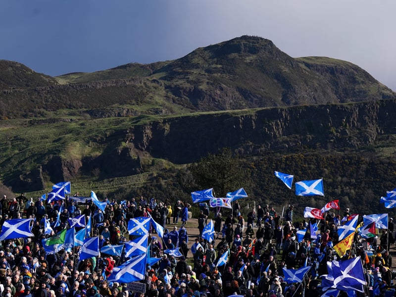 The Saltires were flying as the rally took place against the backdrop of Arthur's Seat and Salisbury Crags