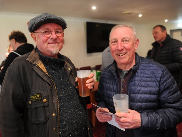 Alec Grierson and Paul Henty attending Pudsey Congs Beer Festival.