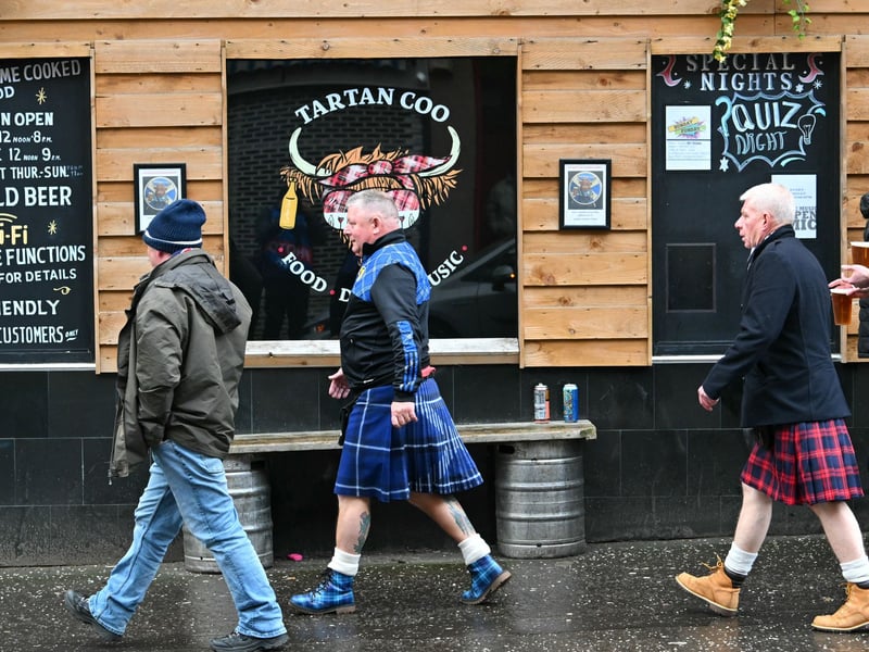Scotland fans make their way to the ground.