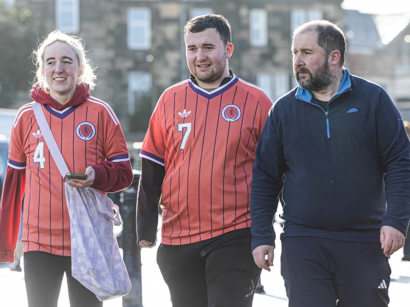Scotland fans heading to the game in the new kit.