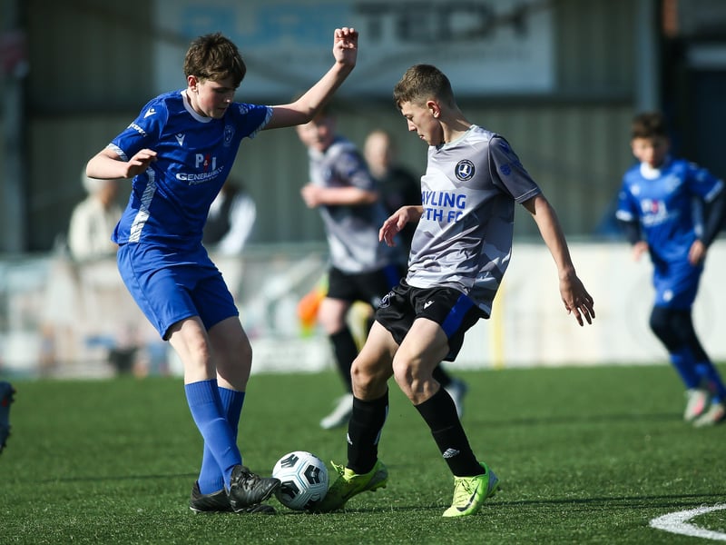 Action from Denmead Youth Cougars v Hayling Youth Blues in the Portsmouth Youth League Under-13 Geldard Invitation Cup Final