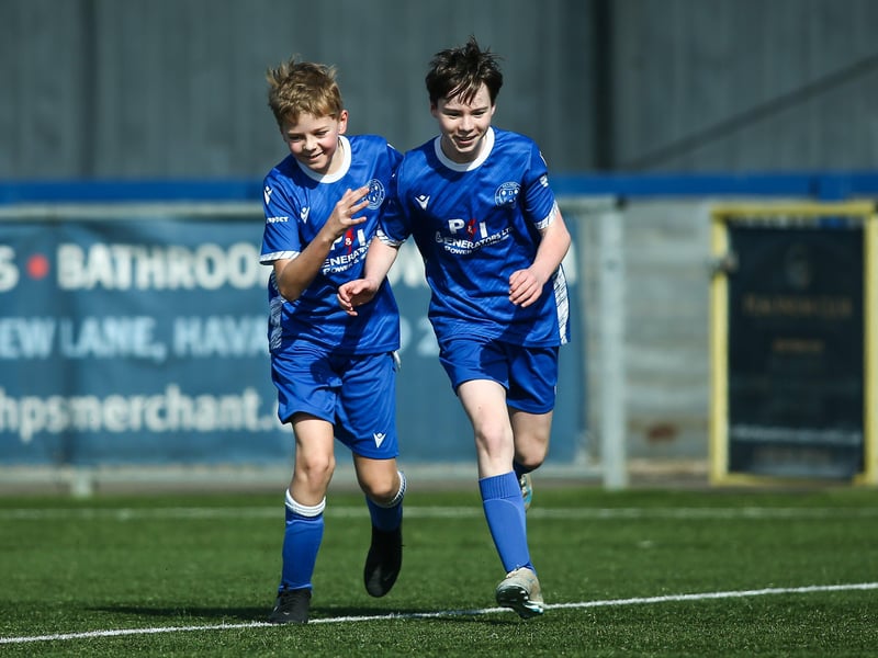 Action from Denmead Youth Cougars v Hayling Youth Blues in the Portsmouth Youth League Under-13 Geldard Invitation Cup Final