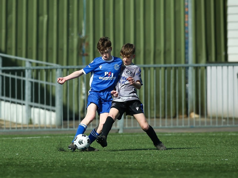Action from Denmead Youth Cougars v Hayling Youth Blues in the Portsmouth Youth League Under-13 Geldard Invitation Cup Final
