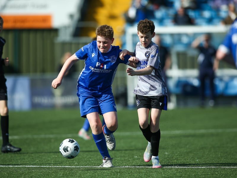 Action from Denmead Youth Cougars v Hayling Youth Blues in the Portsmouth Youth League Under-13 Geldard Invitation Cup Final