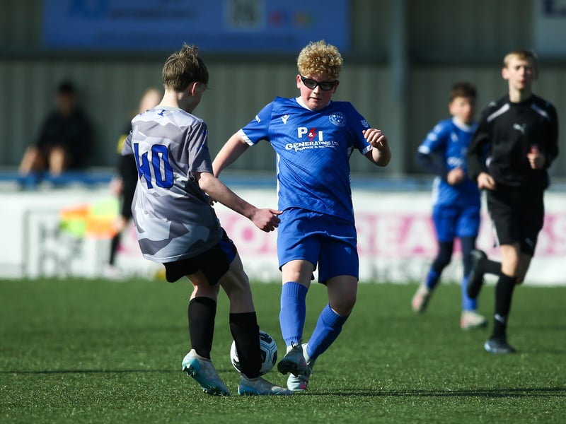 Action from Denmead Youth Cougars v Hayling Youth Blues in the Portsmouth Youth League Under-13 Geldard Invitation Cup Final