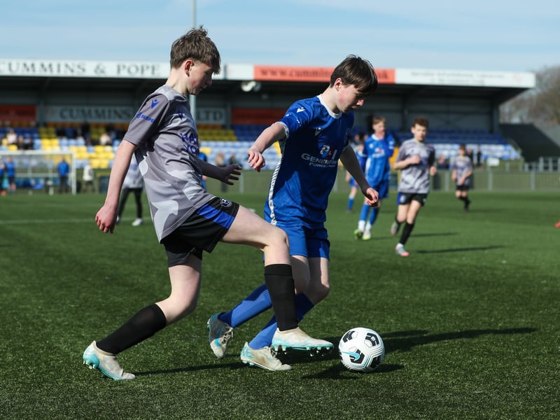 Action from Denmead Youth Cougars v Hayling Youth Blues in the Portsmouth Youth League Under-13 Geldard Invitation Cup Final