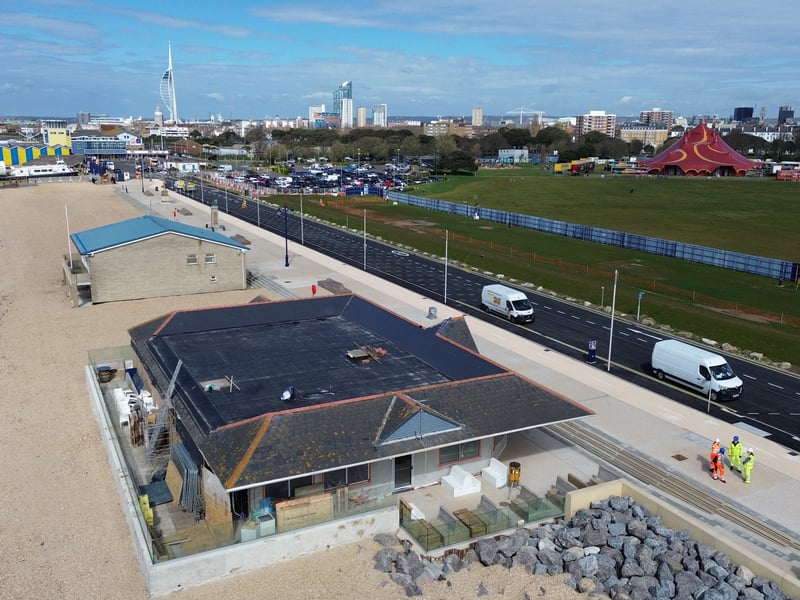 The beach area next to Hovertravel has been increased in size