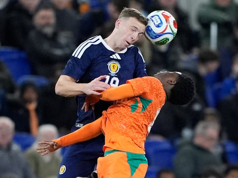 Battled away in the midfield after coming on at the break. His physicality and tenacity probably improved Scotland's midfield against the Ivorians. A couple of decent corners. 5