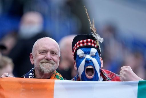 Scotland fans before a international friendly match at Hill Dickinson Stadium.