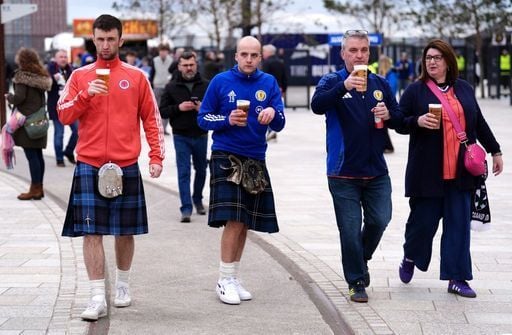 Scotland fans ahead of an international friendly match at Hill Dickinson Stadium.