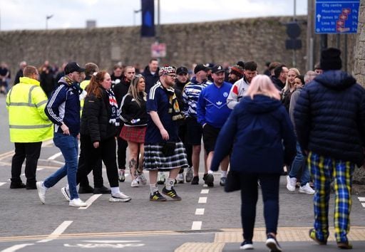 Scotland fans ahead of an international friendly match at Hill Dickinson Stadium.