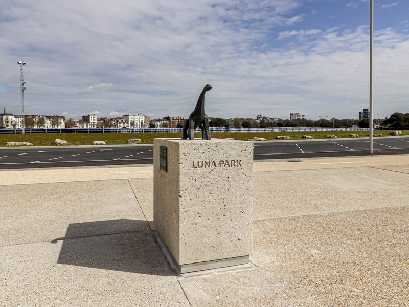 The little dinosaur Luna Park takes pride of place on the Southsea Promenade