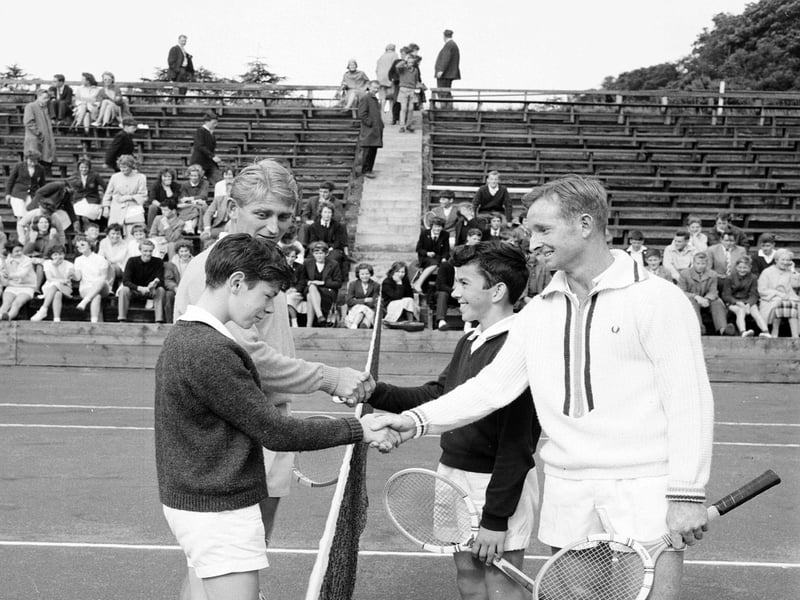 Rod Laver takes part in a tennis display at Craiglockhart in July 1963.