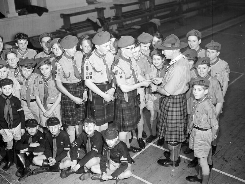 Queen's Scouts Awards present to three members of the 1st Edinburgh Craiglockhart group in January 1963.